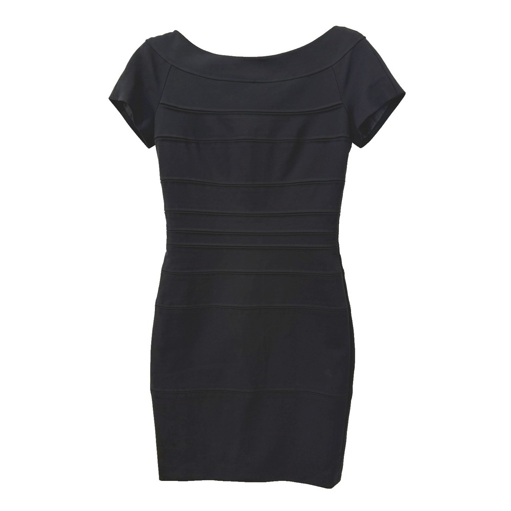 Escada Designer Luxury Classic Pleat Sheath Zipper Navy Blue Dress Lined US 4